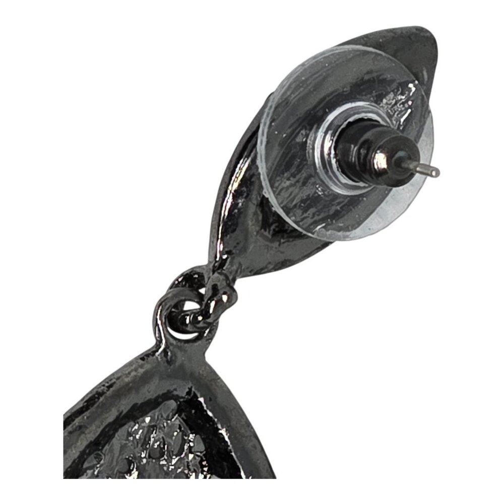 Green‎ Rhinestone Evil Eye Drop Earrings Black Gunmetal Dangle Statement - Picture 8 of 9